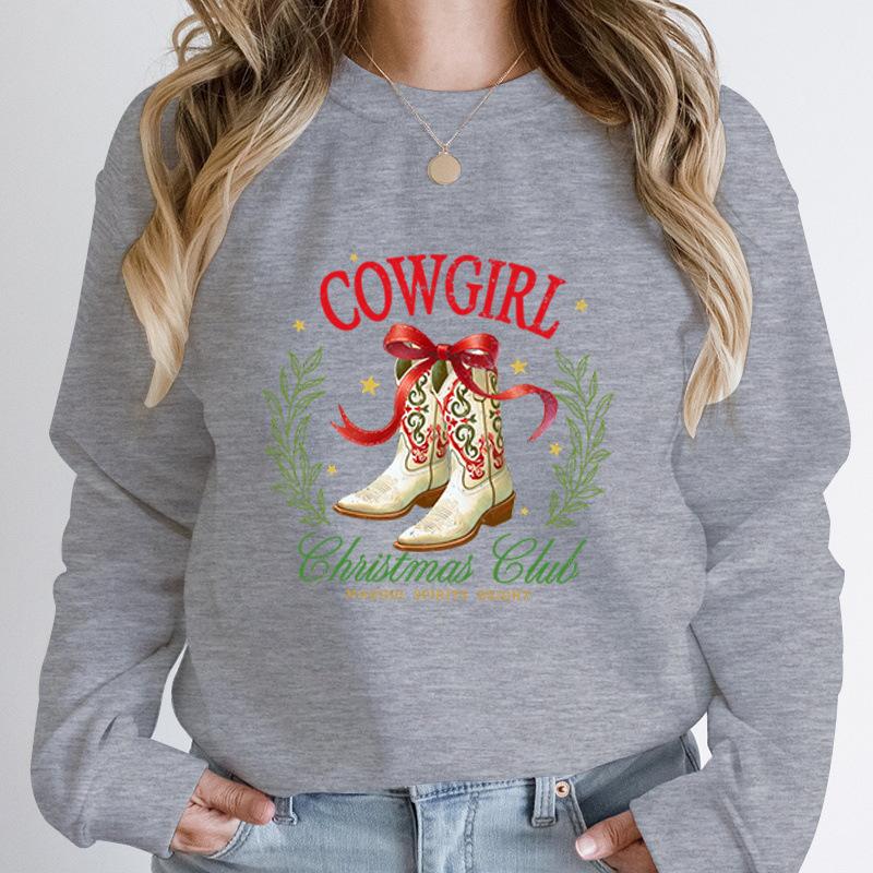 Fashion Hoodeless Sweatshirt Cowgirl Christmas Club Making