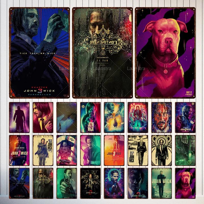 Vintage Movie Poster John Wick Poster Metal Sign Decorative Tin Painting Home Cafe Bar Kraft Poster Wall Sticker Decoration