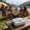 Retro Aluminium Camping-Lebensmittelbehälterbox mit Wärmespeicherfunktion, ideal zum Wandern und Reisen, geräumiges Fach