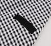 Spring 2026 European and American Women's Seven-Sleeve Black & White Plaid Lapel Dress
