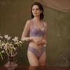 French Sexy Ultra‑Thin Lace Lingerie Set,Tie‑Up Minimizer Anti‑Sagging Bra Set for Large Bust Women