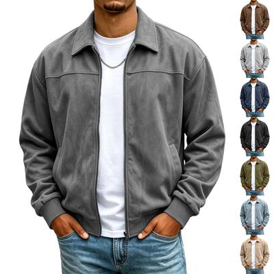 Herren Lässige Baseballjacke, Langarm Reißverschluss Kragen Sweatshirt mit Taschen, Sportliche Oberbekleidung