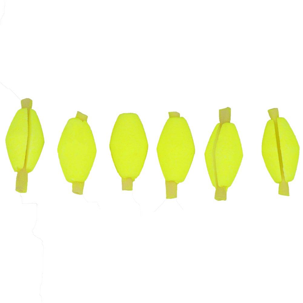 J-ouuo 6pcsSet Two-Color Fly Fishing Buoy Bobber Foam Float Strike Indicator Fishing Tackle (Yellow)