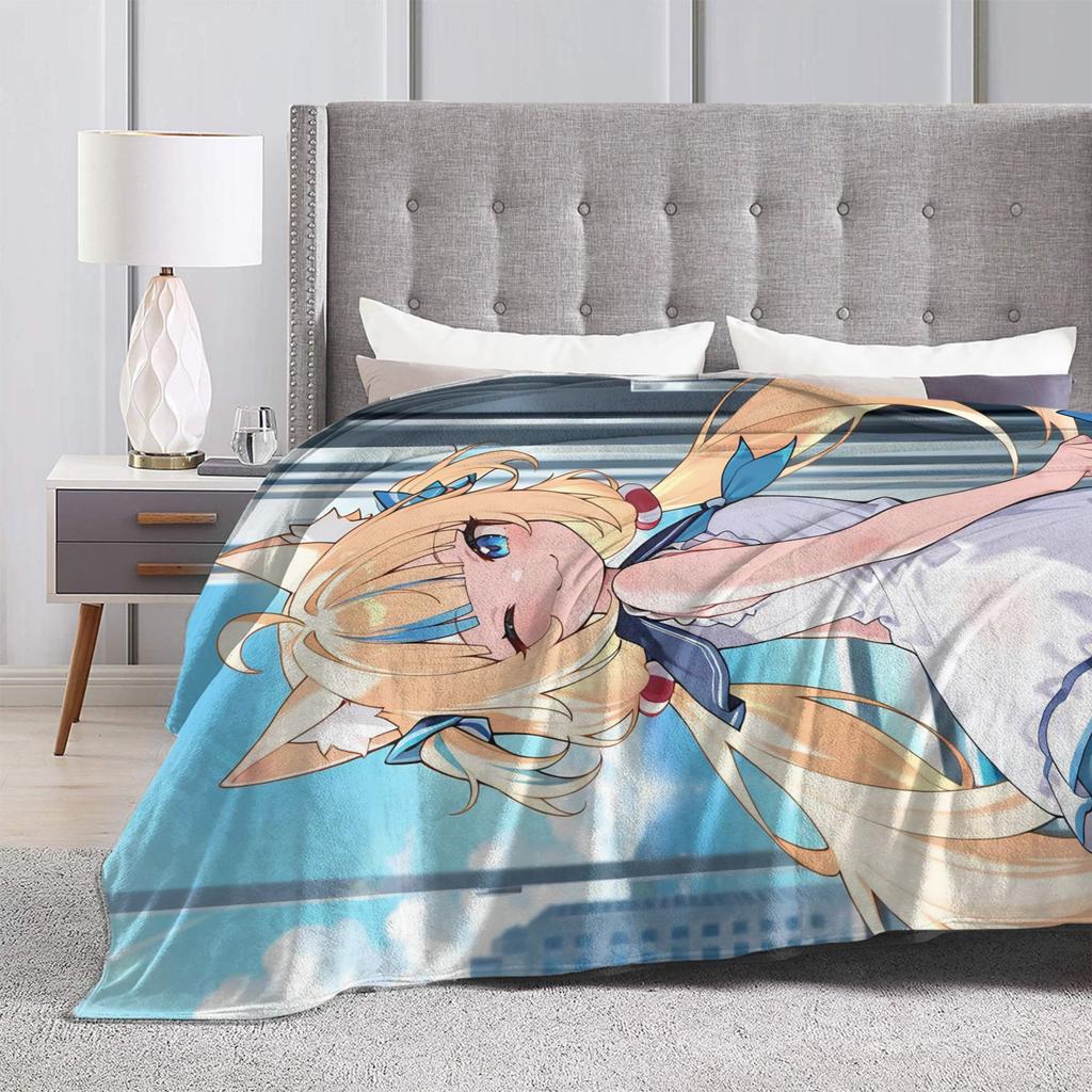 Super Warm Blanket Camping Sameko Saba VTuber Throw Blanket  Flannel Bedspread For Couch Bed Funny Sofa Bed Cover