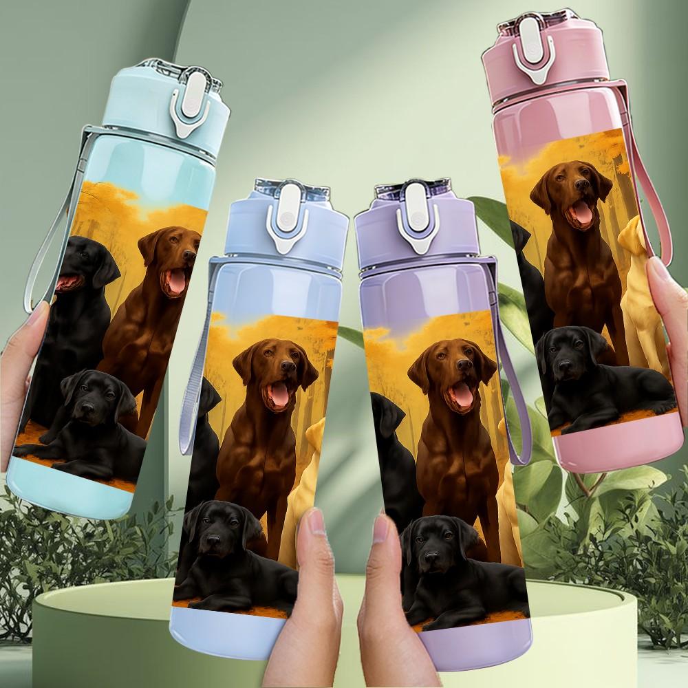 1PC Multi Breed Dog Group Portrait 750ml Color Plastic Sports Water Bottle Leakproof Flip Straw Lid For Sports Office Home Use