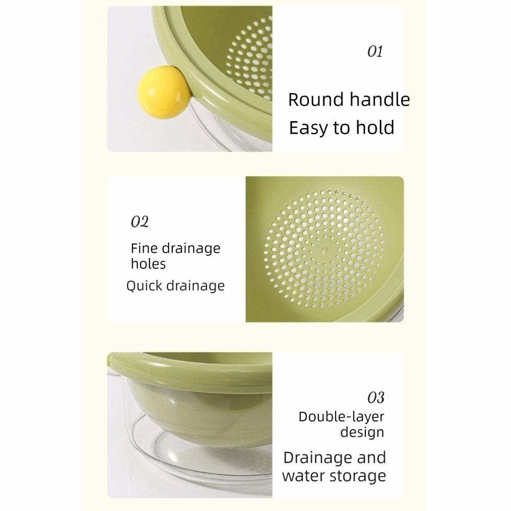 Thickened Double-Layer Drain Basket Food Grade Fruit Washing Basket Berry Cleaning