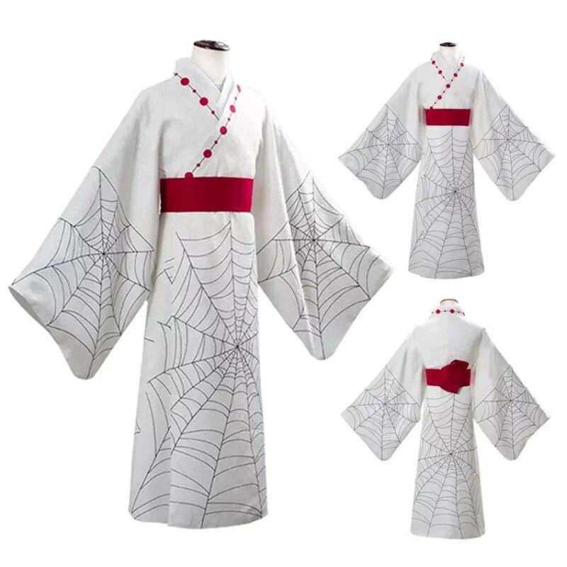 Új Anime Demon Slayer Kimetsu No Yaiba Spider Oni Ayaki Rui Cosplay Uniszex Kimonó Teljes készlet Halloween karneváli jelmezek