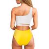 Women's One Shoulder Strap Bikini Set High Waist Bottom Two Piece Swimsuit Summer Beachwear Swimwear for Casual Poolside
