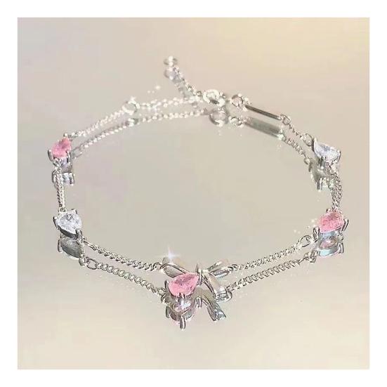 Women Bracelet Shiny Cubic Zirconia Flower Shape Bangle Adjustable Length Sweet Bracelet Versatile Fashion Accessory