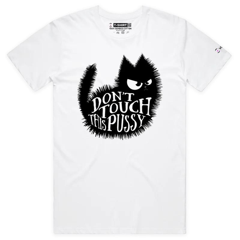 VOICEART Angry Cat with a Message Funny Animals T-Shirt with Premium Graphic L