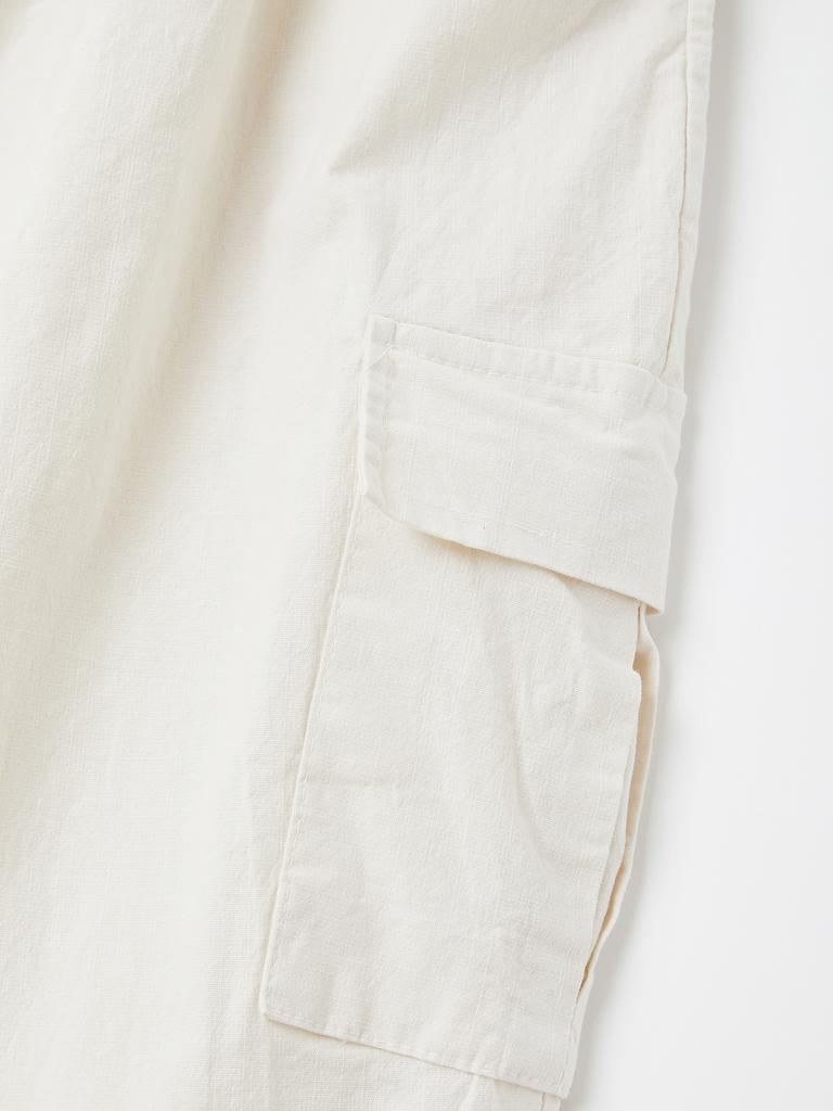 IKALOOK Linen Washed Cargo Wide Pants Cpt135