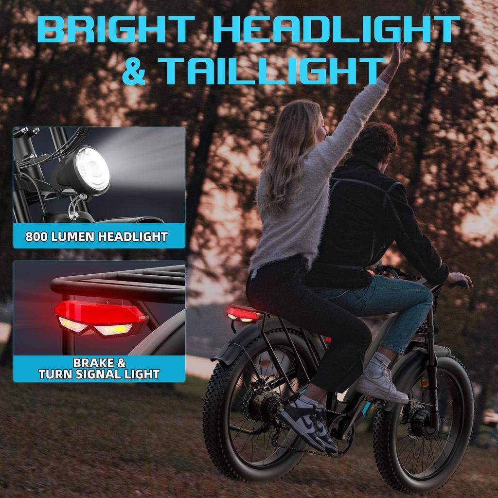 Freesky M540 Electric Bike, 2 * 160NM Dual Motor, 48V 23AH Battery, 26*4.0'' Tires, 32MPH, LCD Display, Hydraulic Brakes