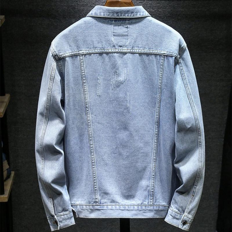 Giacca di Jeans Versatile da Uomo per Primavera e Autunno, Vestibilità Larga Taglie Forti Giacca Cargo Jeans Casual Streetwear Giacca di Jeans Abbigliamento da Esterno Quotidiano da Uomo