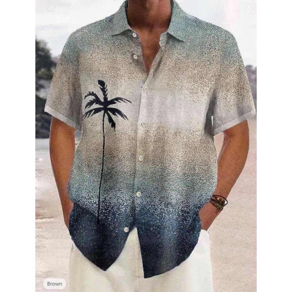 Men's Coconut Tree  3D Print Shirt Button Up Shirt Casual Shirt Summer Shirt Short Sleeve Daily Vacation Clothing