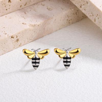 New Fashion Beautiful Colorful Bee 925 Sterling Silver Female Sweet Personality Exquisite Temperament Stud Earrings TYB215