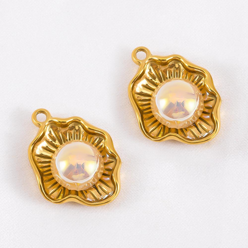 2pcs Stainless Steel Enamel Butterfly Pendants Crystal Bead Imitation Pearl Shell Heart Charm DIY Trendy Necklace Jewelry Making