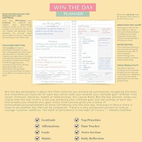 Lauret Blanc Daily Planner And Organizer, Affirmation And Gratitude Journal- A5, 80 Gsm, 160 Pages. Plan For 80 Days.  ( 5