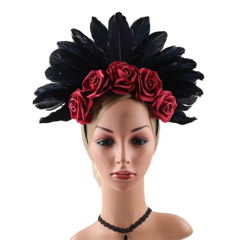 Zartes Feder-Blumen-Haarband für Halloween-Kostümpartys und Maskeraden Festliches Stirnband Party-Haardekoration