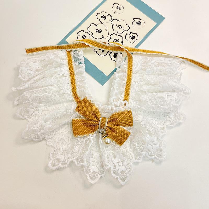 Cat & Dog College-Style Bow Lace Collar Scarf