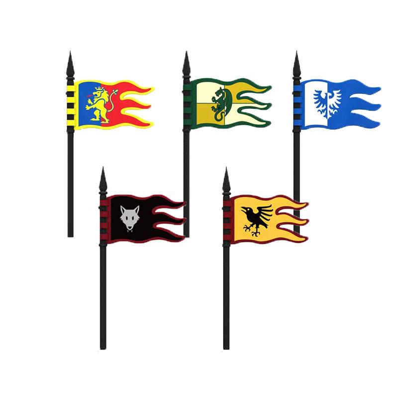 MOC Medieval Building Blocks Character Accessories Shields Armor Vests Warhorses Flags Set Mounts Toy Gifts Compatible Bricks