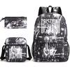 Large Capacity Schoolbag with Shoulder Strap; Student Three-piece Pencil Case Set