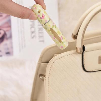 5ml Mini Perfume Bottle Empty Refillable Spray Rotating Bottle Floral Series Storage Sprayer Empty Cosmetic Containers