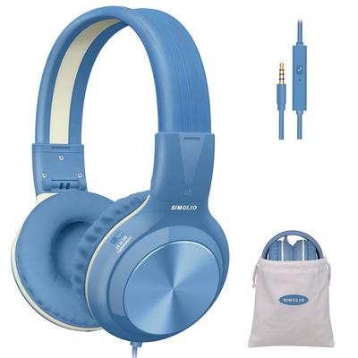 SIMOLIO Headphones with Hearing Protection Connection Foldable with Microphone Adjustable Size Kids Headphones Lightweight Sealed for Children and