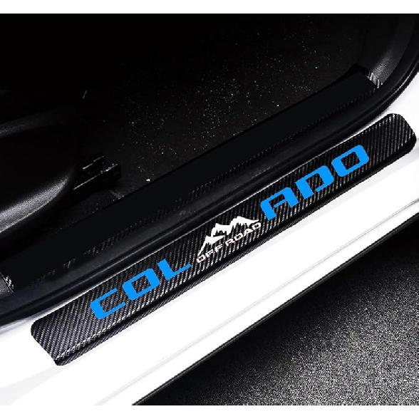 MAXMILO 4Pcs Car Door Sill Protector Reflective 4D Carbon Fiber Leather Sticker Decoration Door Entry Guard Accessories Compatible With Colo4X4Rado