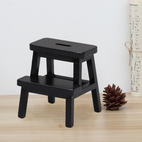 1:12 Dollhouse Mini Stool Exquisite Details Realistic Appearance Double-deck Step Stool Doll House Accessory