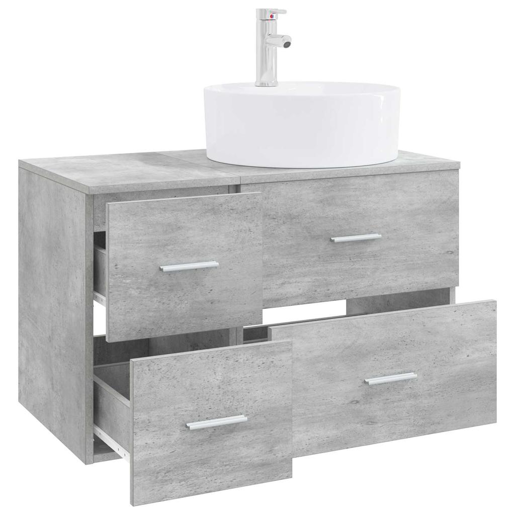 Bathroom Furniture Set 2 Pcs Concrete Grey Engineered Wood