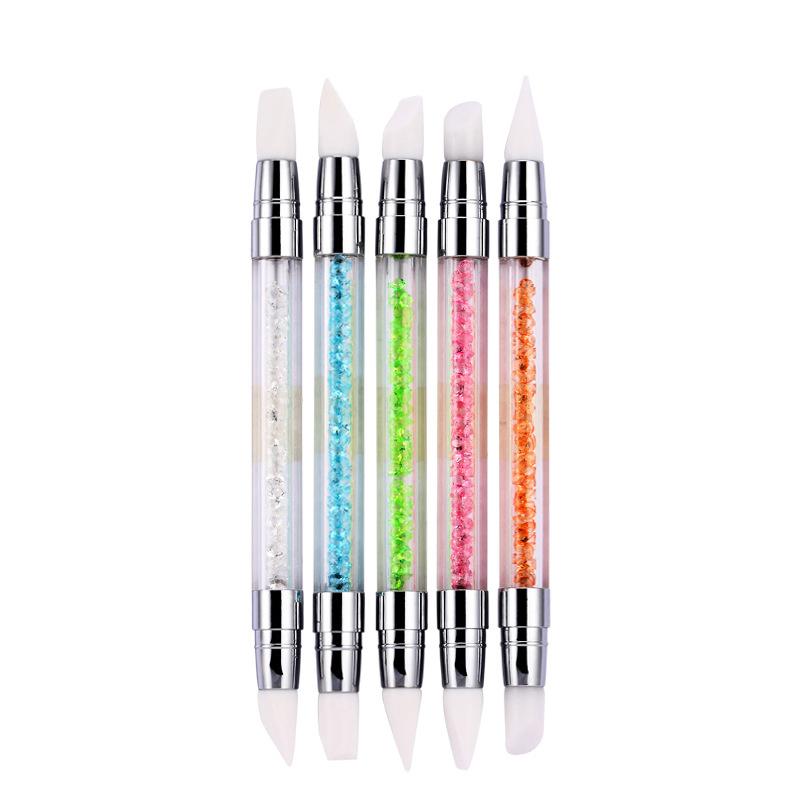 10Pcs Candy Farbe Nail art Stifte Set Doube-Ended Nagel Punktierung Stifte Nagel Silikon Carving Stifte Maniküre Werkzeuge