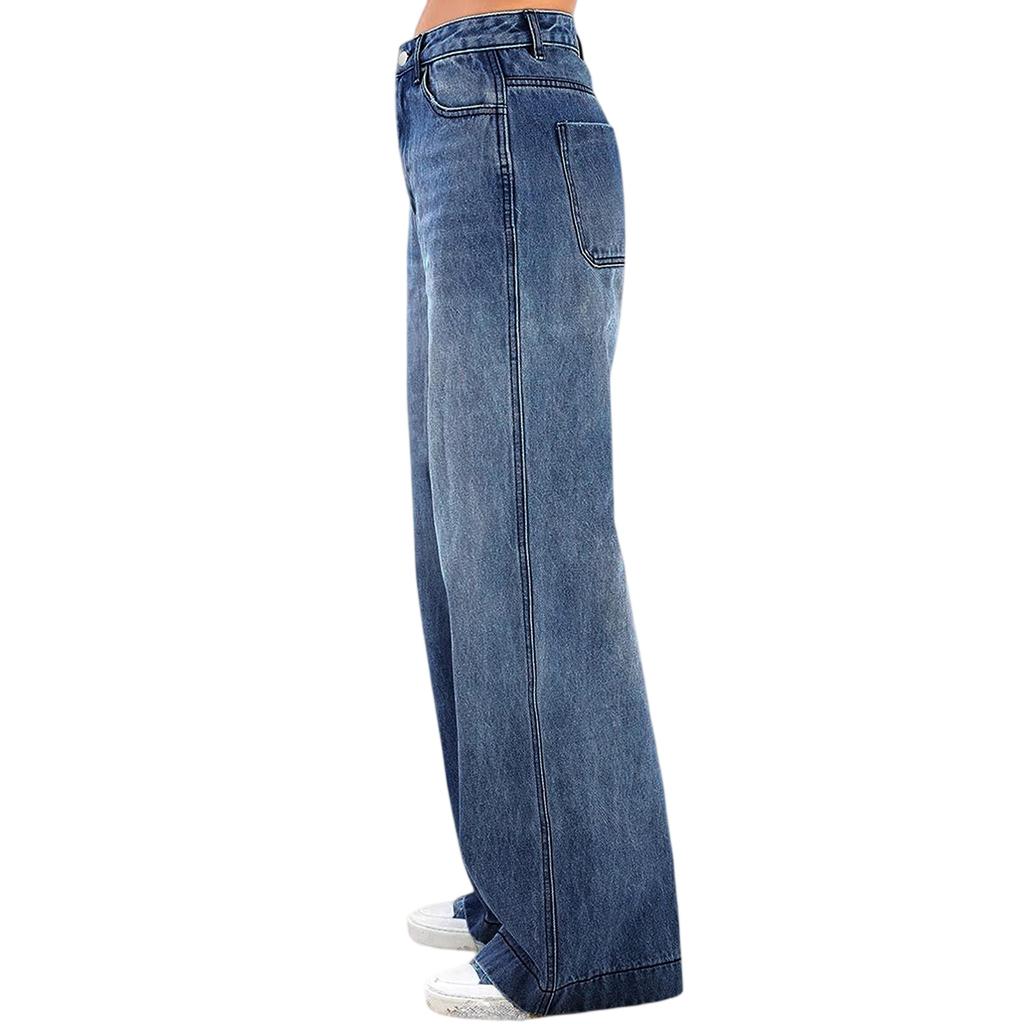 Jeans da Donna alla Moda con Tasche Colorate Casual Versatili a Gamba Dritta