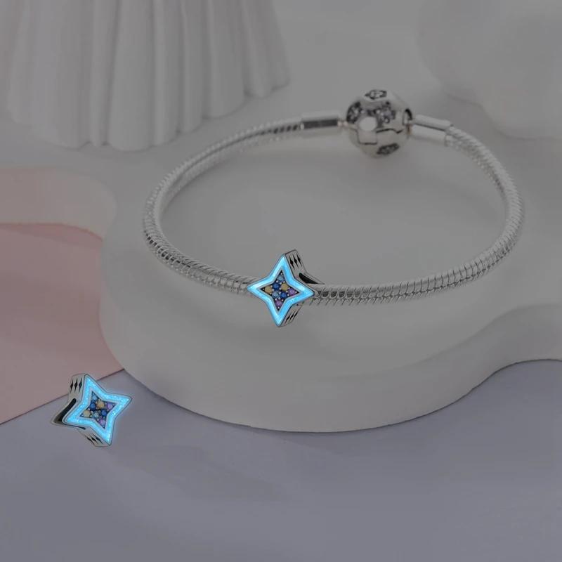 Original Charmscopper Dreamy Starry Sky Purple Stars Beads Fit Charms Platabracelets For Women Jewelry Making Gifts