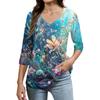 Women's Tops Three-quarter Sleeve Shirt V-neck Loose Casual Shirt Print T-shirt