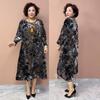 High-end Women's golden Velvet Dress Long Plus-Size Silk Dress Loose Floral A-Line Dress Spring Autumn