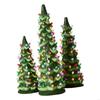 Ceramic Christmas Trees, Pre-Lit Hand-Painted Tabletop Holiday Decoration w/Multicolor Bulbs, LED Lights – Green J0MC