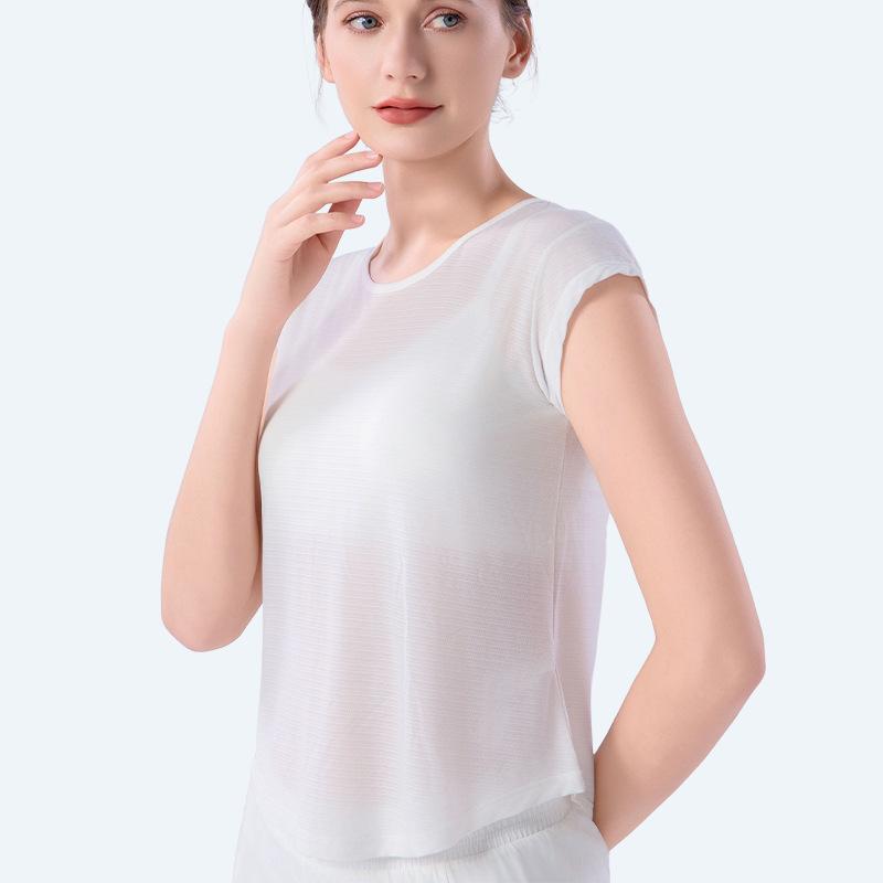 Damen Schnelltrocknendes Yoga & Lauf T-Shirt - Locker, Bequem, Figurschmeichelnd, Atmungsaktiv mit Kurzen Ärmeln für Sommer Fitness