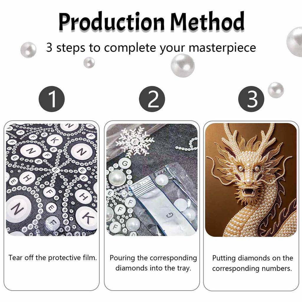 DIY Pearl Diamond Art Painting Kits for Adult and Beginners, Majestic Dragon Sparkling Painting Craft Home Wall Decor Handmade Gift