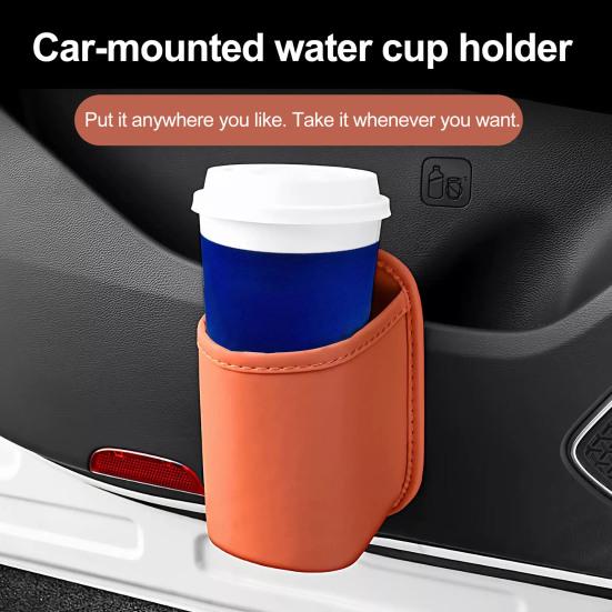 Car Storage Rack Leather Texture Waterproof Car Door Side Organizer Multi-Functional Vehicle Cup Holder Storage Box for Phone Keys Water Bottle Fit