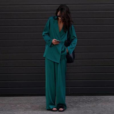 Fashion Streetwears Women Loose Pants Sets Long Sleeve Shirts Wide Leg Pants Lady Casual Office Outfits Tracksuit