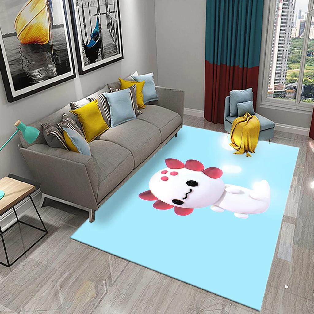 Cute Cartoon Axolotl Carpet for Bathroom Entrance Non-Slip Carpet Pink Living Room Bedroom Mat Welcome Doormat Floor Decor Rug