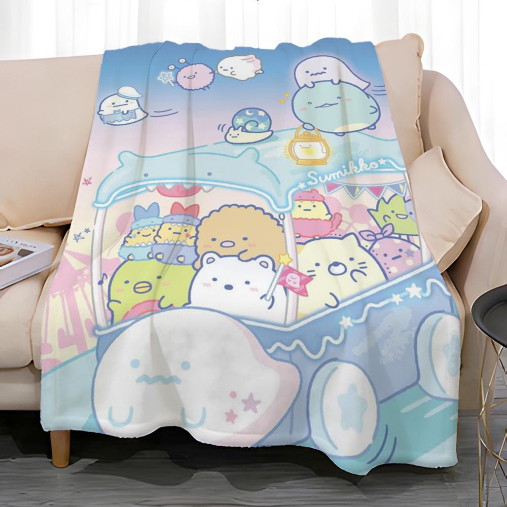 character IP Sumikko Gurashi Throw Soft Coral Fleece Blanket 310gsm Fluffy Warm Throw for Sofa Bed Couch Bedroom Decor