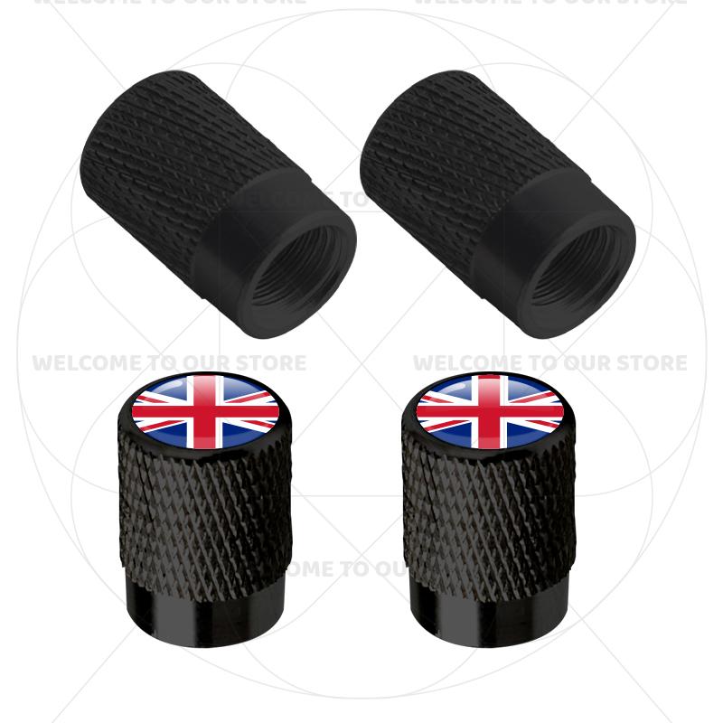 Für Schweden Schwedische Flagge Union Jack Großbritannien Flagge KDCM3 Emblem 4 Stück Aluminium Motorrad Auto Reifenventilkappen Radventil Staubkappen