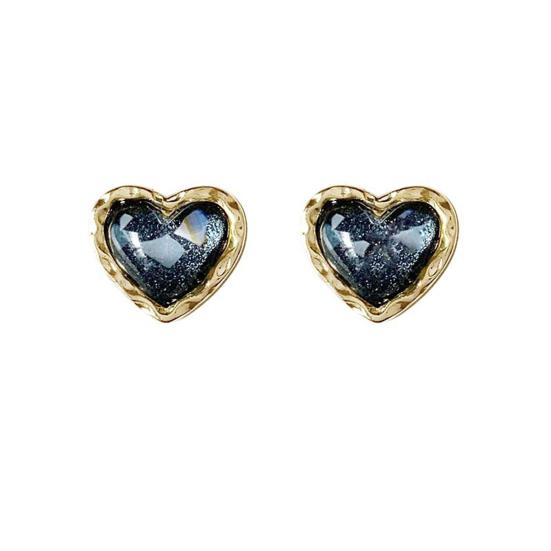 1 Pair Stud Earrings Heart Plating Jewelry Korean Style Electroplating Ear Studs for Wedding