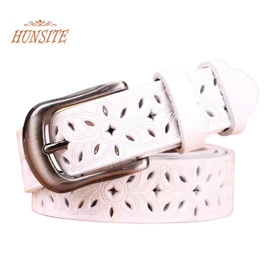 

Джинсовый ремень с пряжкой, регулируемая длина, универсальные джинсовые брюки в стиле ретро, ​​женский широкий ремень шириной 1,1 дюйма, ремень из искусственной кожи с полым цветком, повседневная одежда белый