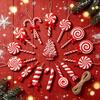 12/24/36Pcs SetChristmas Candy Cane Ornaments Red White Swirl Candy Hanging Pendants with Rope Xmas Tree Home Party Holiday Deco