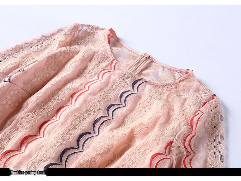 2023 Spring Hong Kong Style Lace Dress - Elegant Temperament, Plus Size Up To 200 Jin