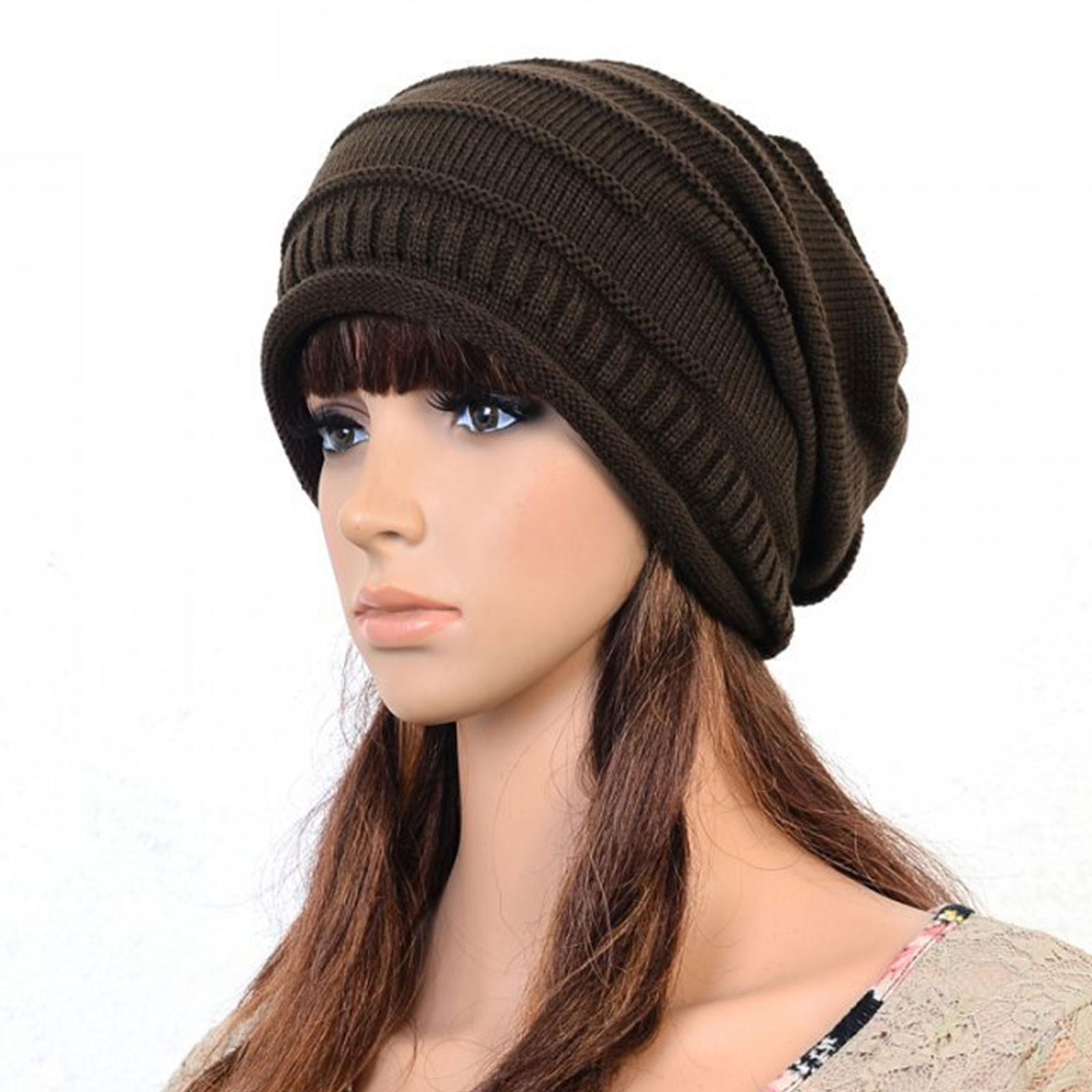 

Унисекс, женская и мужская вязаная мешковатая шапка, зимняя теплая негабаритная лыжная кепка с напуском One Size кофейный