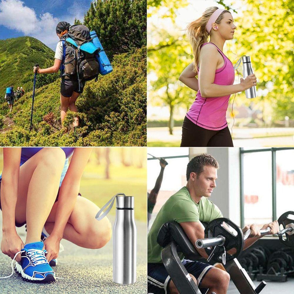 Portable for Cycling Sports with Handle Rope Drinking Cup Cold Water Water Bottle Stainless Steel