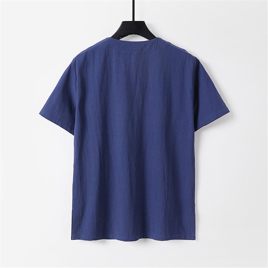 Summer Men Linen T-shirt Fashion Casual Solid Color Male Plus Size 9XL Traditional Style